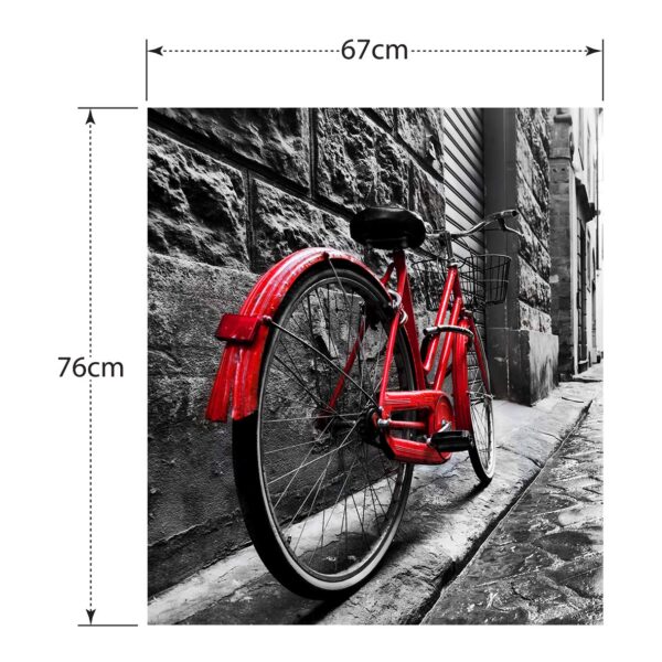 Aprint Decor Vinilo Decorativo para Lavavajillas, Medidas Estandar 67 cm x 76 cm, Bicicleta Roja Vintage Retro en la Calle de Adoquines en el Casco Antiguo - Imagen 5