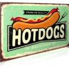Aprint Decor Placa Cartel Vintage Decorativa en Aluminio o PVC - Hot Dogs. 35cm x 25cm