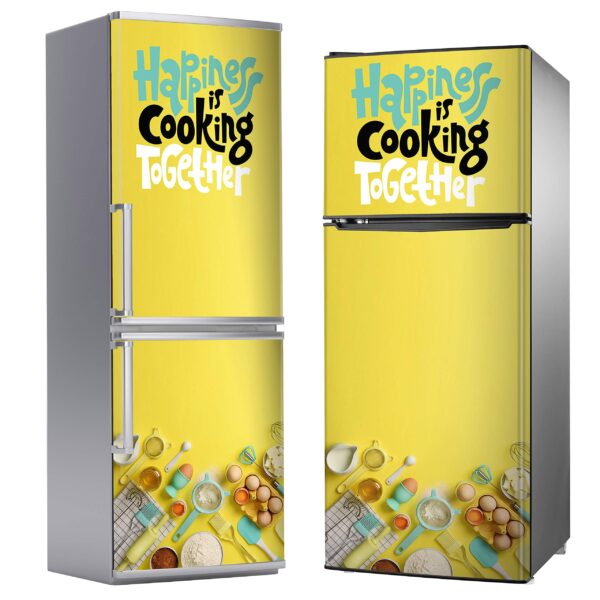 Aprint Decor Vinyl Decorative Adhesive for Refrigerator, Special Bubble Free, Happiness Is Cooking Together