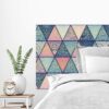 Aprint Decor Tête de lit PVC Lit décoratif économique géométrique Design de triangles imprimés de différentes tailles – Image 2