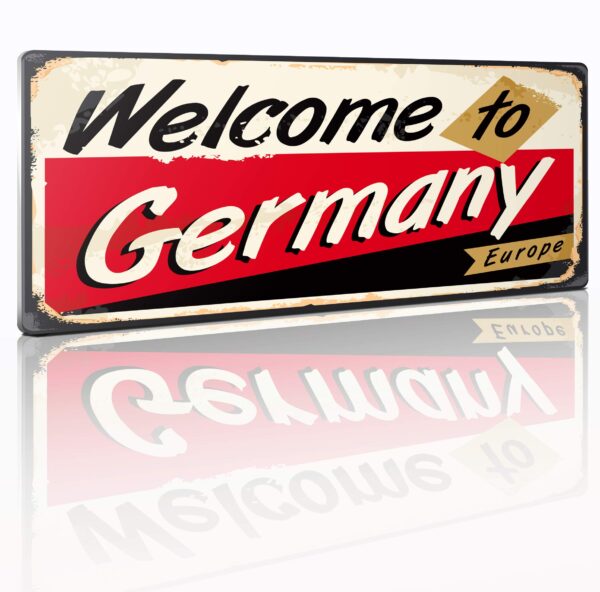 Matricula Vintage Decorativa en Aluminio o PVC - Welcome to Germany. 30cm x 15cm