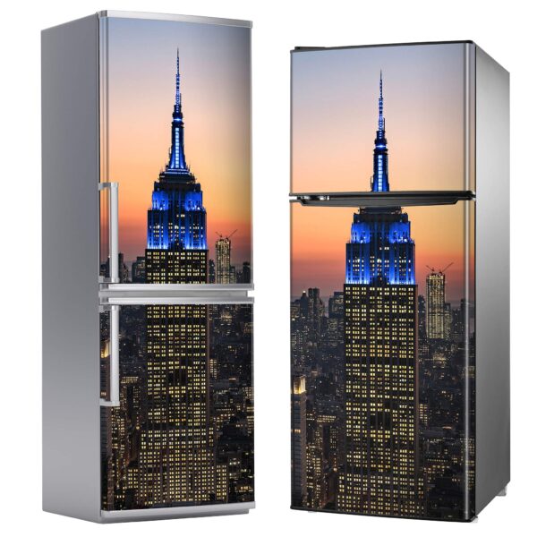 Aprint Decor Vinilo Adhesivo Decorativo para Nevera, Especial Libre De Burbujas, Edificio Empire State, Foto De Tarde