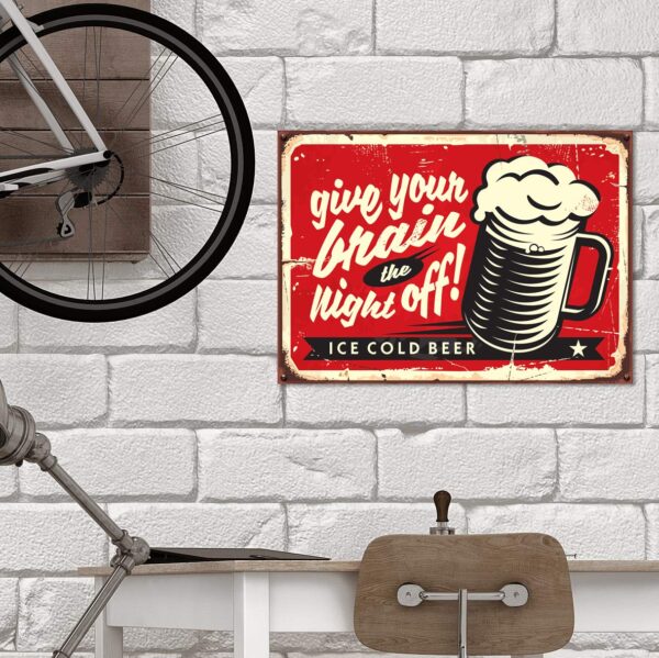 Aprint Decor Cartel Vintage Decorativa en Aluminio o PVC - Give Your Brain The Night Off!. 35cm x 25cm - Imagen 5