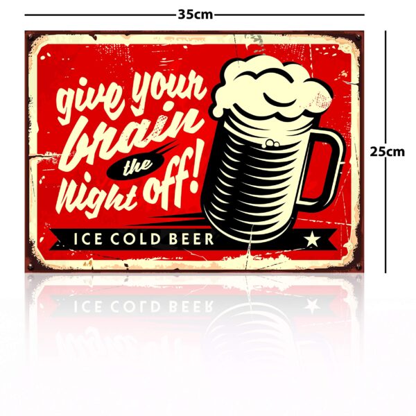 Aprint Decor Cartel Vintage Decorativa en Aluminio o PVC - Give Your Brain The Night Off!. 35cm x 25cm - Imagen 8