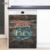 Aprint Decor Vinilo Decorativo para Lavavajillas, Medidas Estandar 67 cm x 76 cm, Viejo Cartel de Ruta 66 Desgastado y Pintado sobre Tablas de Madera Envejecida - Imagen 3