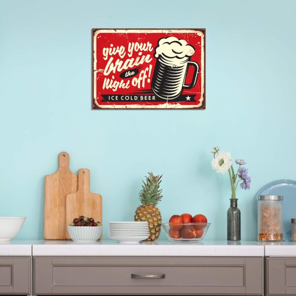 Aprint Decor Cartel Vintage Decorativa en Aluminio o PVC - Give Your Brain The Night Off!. 35cm x 25cm - Imagen 4