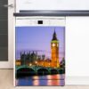 Aprint Decor Vinilo Decorativo para Lavavajillas, Medidas Estandar 67 cm x 76 cm, Big Ben In Front of A Colourful Sunset. - Imagen 3