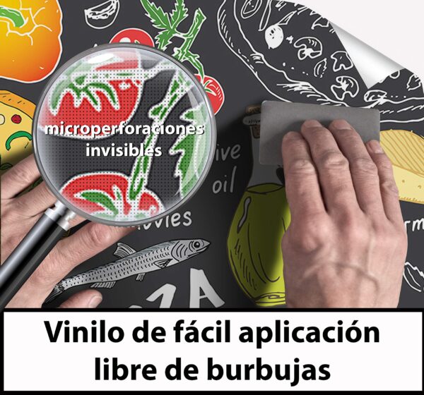 Aprint Decor Vinilo Decorativo para Lavavajillas, Medidas Estandar 67 cm x 76 cm, Pizza Doodles sobre Fondo Gris Oscuro - Imagen 2