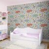 Mur décoratif pour enfants avec des motifs d’animaux de la jungle de différentes tailles et matériaux (vinyle autocollant, 150 cm x 100 cm)