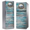 Vinilo Adhesivo Decorativo para Nevera, Especial Libre De Burbujas, Tablas HORIZONTALES DE Madera ENVEJECIDAS EN Verde, con Ventana Nautica