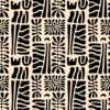Aprint Decor Alfombra sintética PVC Esponjoso Bonita y Económica Diseño Étnico Fondo Beige Motivo Negro Varias Medidas