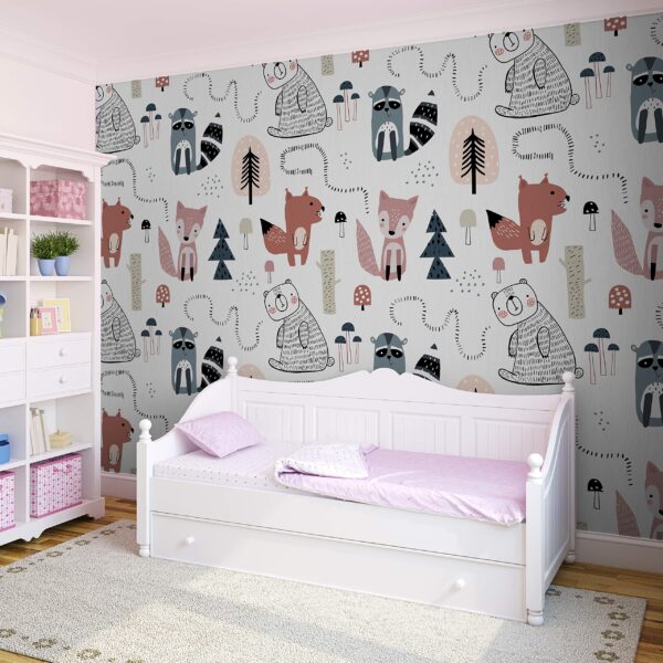 Fotomural Decorativo Infantil con Motivos de Animales del Bosque Varias Medidas y Materiales (Papel Preencolado, 500 cm x 300 cm)