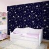 Fotomural Decorativo Infantil con Motivos de Estrellas y Cielo Nocturno Varias Medidas y Materiales (Papel Preencolado, 200 cm x 150 cm)