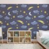 Fotomural Decorativo Infantil con Motivos de Cielo Nocturno y Estrellas Fugaces Varias Medidas y Materiales (Vinilo Autoadhesivo, 500 cm x 300 cm)
