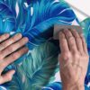 Decorative adhesive vinyl for refrigerator, special bubble free, plant with blue and green leaves - Image 5