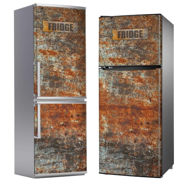 Aprint Decor Decorative Adhesive for Refrigerator with Rusty Metal Design and Old 'Fridge', Various Sizes - Image 3