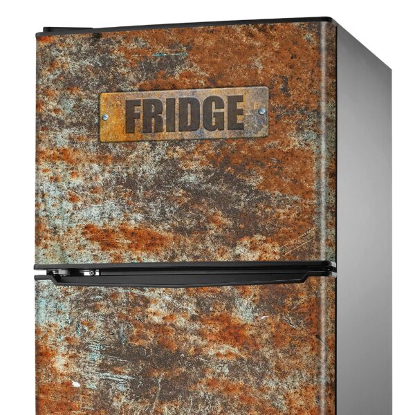 Aprint Decor Decorative Adhesive for Refrigerator with Rusty Metal Design and Old 'Fridge', Various Sizes