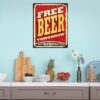 Aprint Decor Cartel Vintage Decorativa en Aluminio o PVC - Free Beer. 45cm x 35cm - Imagen 4