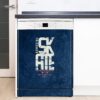 Aprint Decor Vinyle décoratif pour lave-vaisselle, mesures standard 67 cm x 76 cm, logo de patin sur fond de ciment bleu – Image 3