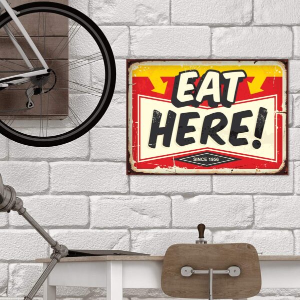 Aprint Decor Placa Cartel Vintage Decorativa en Aluminio o PVC - Eat Here. 35cmx 25cm - Image 5