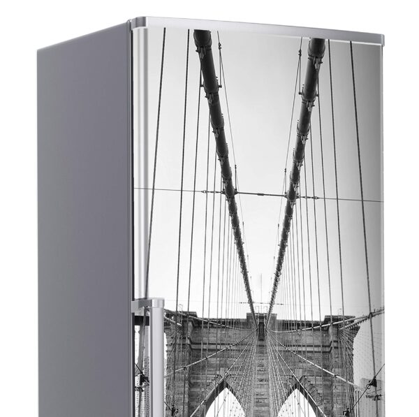 Aprint Decor Vinyl Adhésif décoratif pour réfrigérateur, spécial sans bulles, photo noir et blanc de Brooklyn Bridge, New York - Image 4