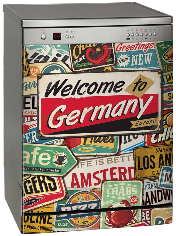 Aprint Decor Vinyle décoratif pour lave-vaisselle, mesures standard 67 cm x 76 cm, 'Bienvenue en Allemagne' – Image 6