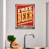 Aprint Decor Cartel Vintage Decorativa en Aluminio o PVC - Free Beer. 45cm x 35cm - Imagen 2