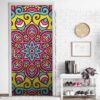 Aprint Decor Vinilo Adhesivo Decorativo para Puertas. 83cm x 204cm. Mandala con Tonos Verdes, Turquesa, Amarillo, Lima y Naranja